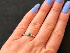 Pandora – Grüner Stein, silberner, stapelbarer Bubble-Ring