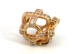 PANDORA Bowtie Gift Box Present Charm Bead 14K Yellow Gold
