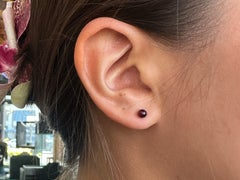 Garnet Bead Stud Earrings 18k Yellow Gold