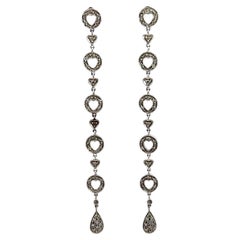 Heart and Circle Linear Diamond Drop Earring 14K White Gold