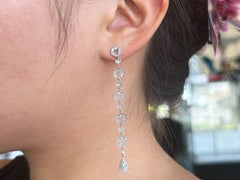 Heart and Circle Linear Diamond Drop Earring 14K White Gold