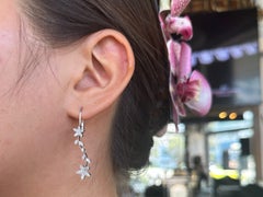 Floral Vine Diamond Drop Earrings 14k White Gold