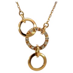 Interlocking Circles Diamond Pendant Necklace 18K Yellow Gold