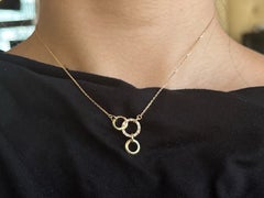 Interlocking Circles Diamond Pendant Necklace 18K Yellow Gold