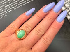 6 Carat Jade and Diamond Ring 14K Yellow Gold