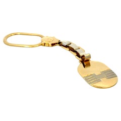 ESSEMME Italian 18K Yellow Two Tone Gold Mens Key Chain