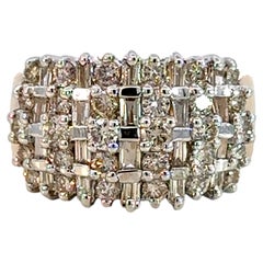 Baguette and Round Diamond Cluster Ring 14k Yellow Gold