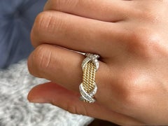 Tiffany and Co. Four Row X Ring With Diamond in 18k Yellow Gold and Platinum