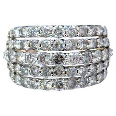 5 Diamond Row Wide Band Ring 10K Gold