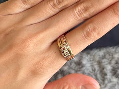 Ruby and Diamond Channel Set Interlocking Band 14k Yellow Gold