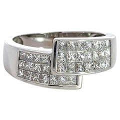 Princess Cut Invisible Set Diamond Ring 14k White Gold