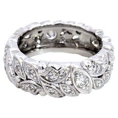 Eternity Leaf Diamond Band Ring 7 mm 14k White Gold