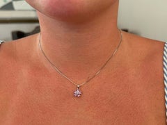 Pink Sapphire Flower Diamond Necklace 14k White Gold