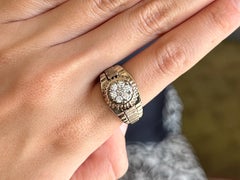 President Style Diamond Cluster Ring 14k White Gold
