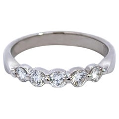 5 Diamond Band Ring 14K White Gold 0.50 Carats