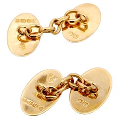 Georg Jensen Oval 18K Yellow Gold Mens Cuff Links