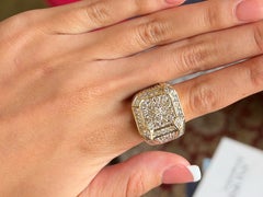 Men's Pave Set Diamond Cluster Ring 10k Yellow Gold