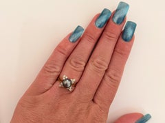 Tahitian Pearl Diamond Ring 14k Yellow Gold