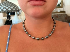 Baroque Tahitian Pearl Strand Necklace 14K White Gold