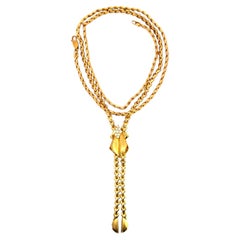Bolo Tie Diamond Necklace in 18k Yellow Gold