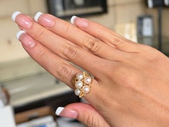 Akoya Pearl Leaf Cocktail Ring 14k Yellow Gold