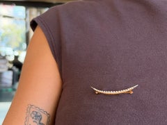 Vintage Single Strand Small Pearl Brooch 14k Yellow Gold