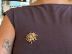 Turquoise Egyptian Scarab Brooch in 12k Yellow Gold