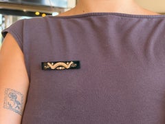Onyx and Pearl Mourning Brooch 14k Yellow Gold
