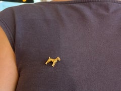 Vintage Schnauzer Dog Brooch 14k Yellow Gold