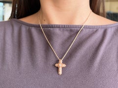 Diamond Cross Pendant Necklace 14k Rose Gold