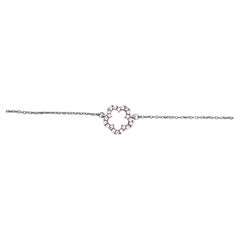 Bracelet à maillons en forme de trèfle et diamants, en or blanc 14 carats