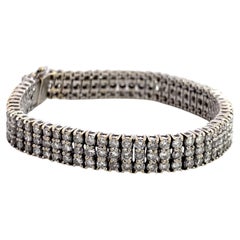 10 carat Three Row Tennis Bracelet 18k White Gold