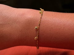 Multi Gemstone Ruby Sapphire Dangly Charm Bracelet 18k Yellow Gold