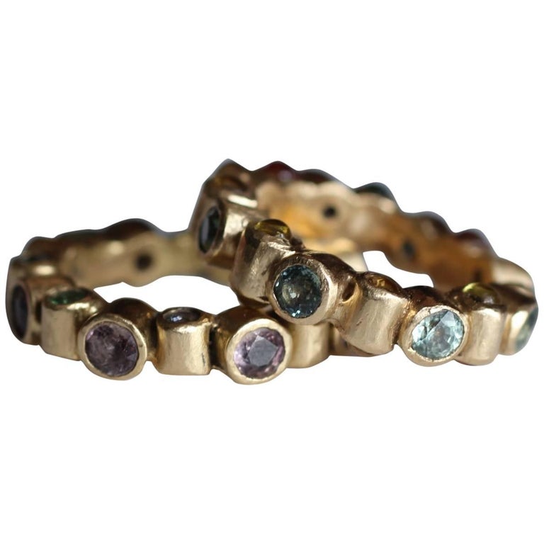 Untreated Sapphire 18K Gold Bridal Ring by AB Jewelry NYC at 1stDibs