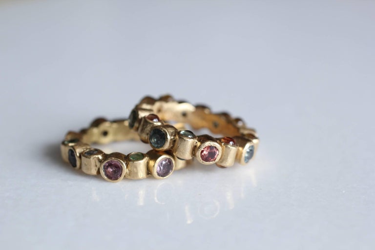 Untreated Sapphire 18K Gold Bridal Ring by AB Jewelry NYC at 1stDibs