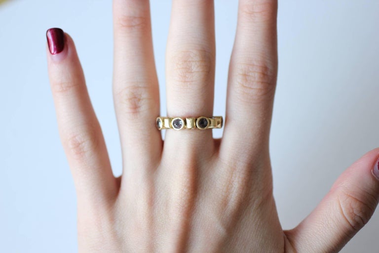 Untreated Sapphire 18K Gold Bridal Ring by AB Jewelry NYC at 1stDibs