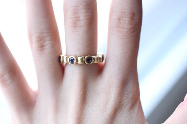 Untreated Sapphire 18K Gold Bridal Ring by AB Jewelry NYC at 1stDibs