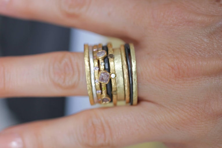 Diamonds Sapphires in 18K and 22K Gold Bridal Wedding Ring, Stack 4