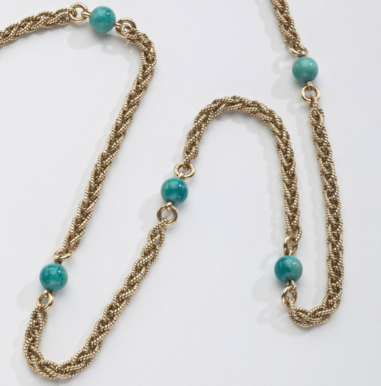 Modern Cartier Turquoise Gold Rope Twist Chain