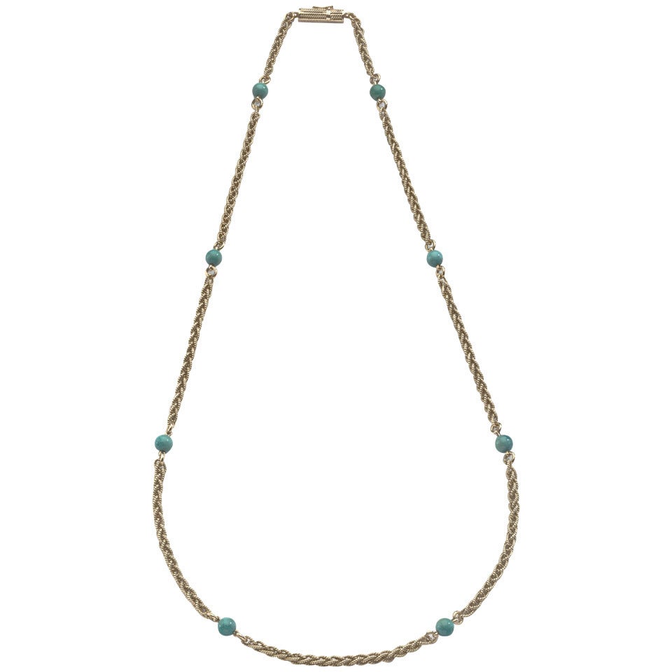 Cartier Turquoise Gold Rope Twist Chain