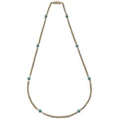 Cartier Turquoise Gold Rope Twist Chain