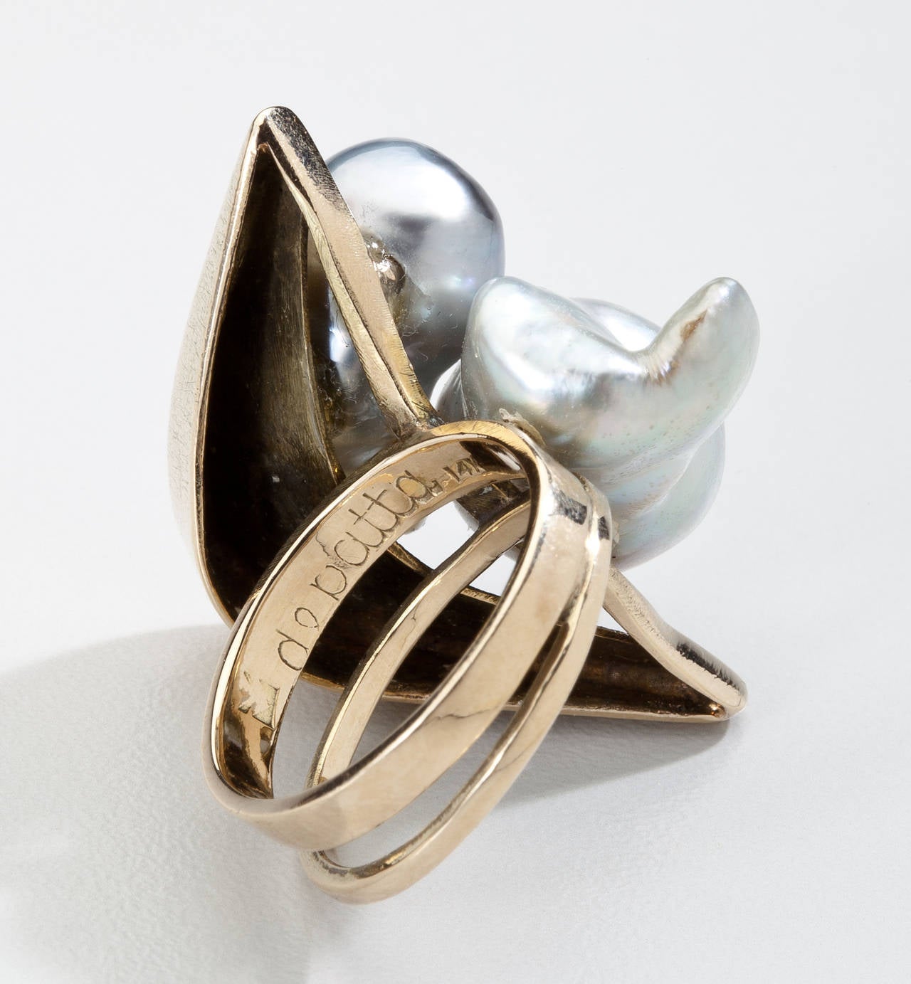 Modern Margaret De Patta Pearl Gold Cluster Ring For Sale