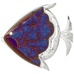 Mauboussin Paris Drusy Quartz Diamond Gold Fish Brooch