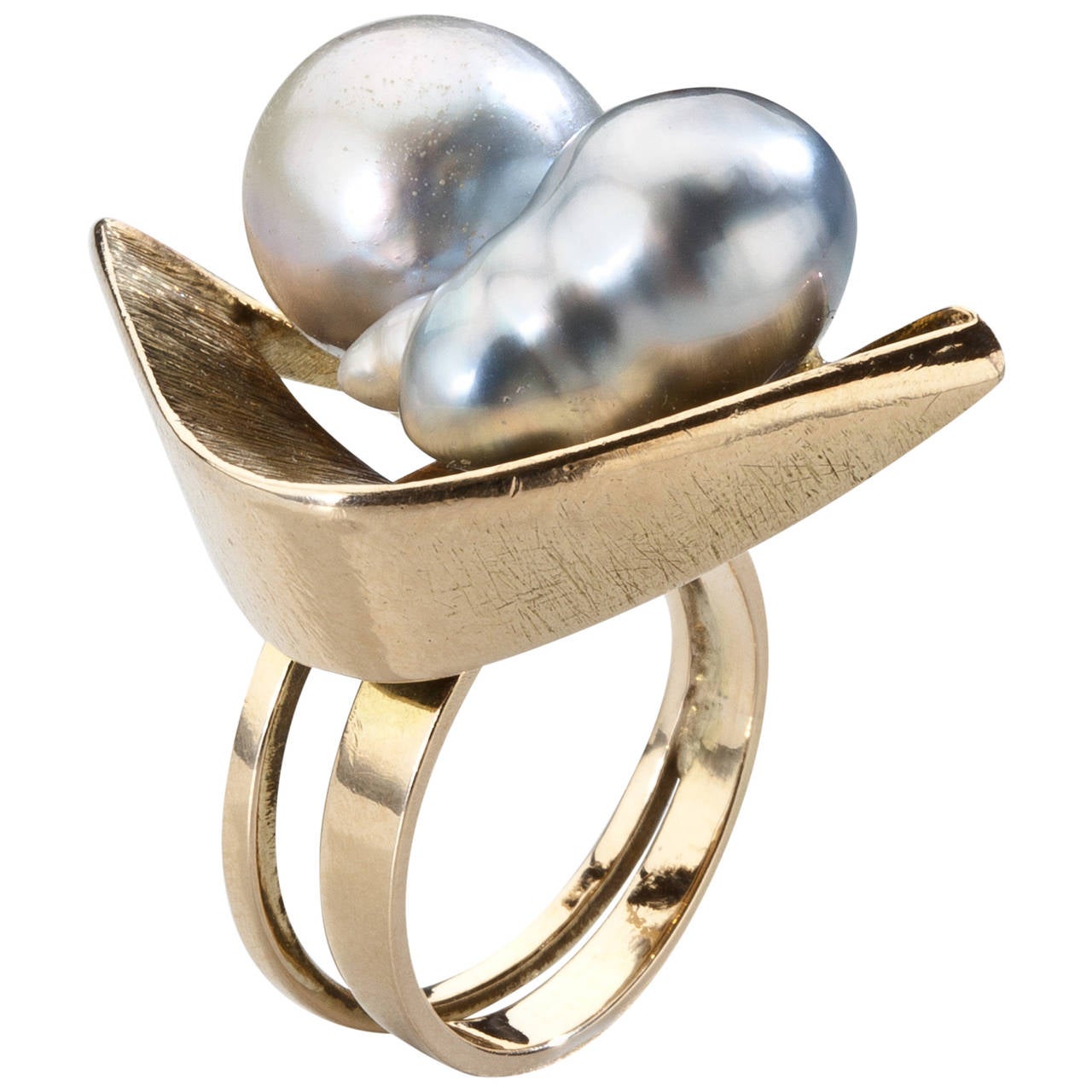 Margaret De Patta Pearl Gold Cluster Ring For Sale