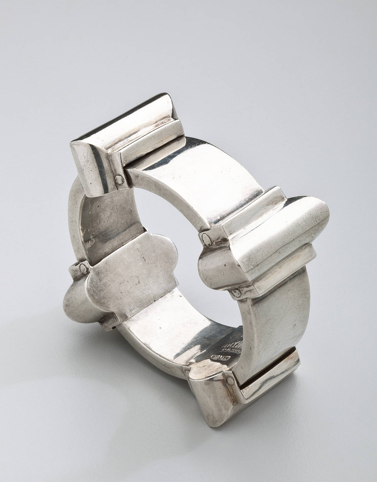 Modern Antonio Pineda Sterling Geometric Design Bracelet c 60's