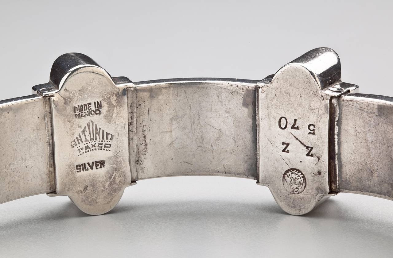 Antonio Pineda Sterling Geometric Design Bracelet c 60's In Good Condition In New York, NY