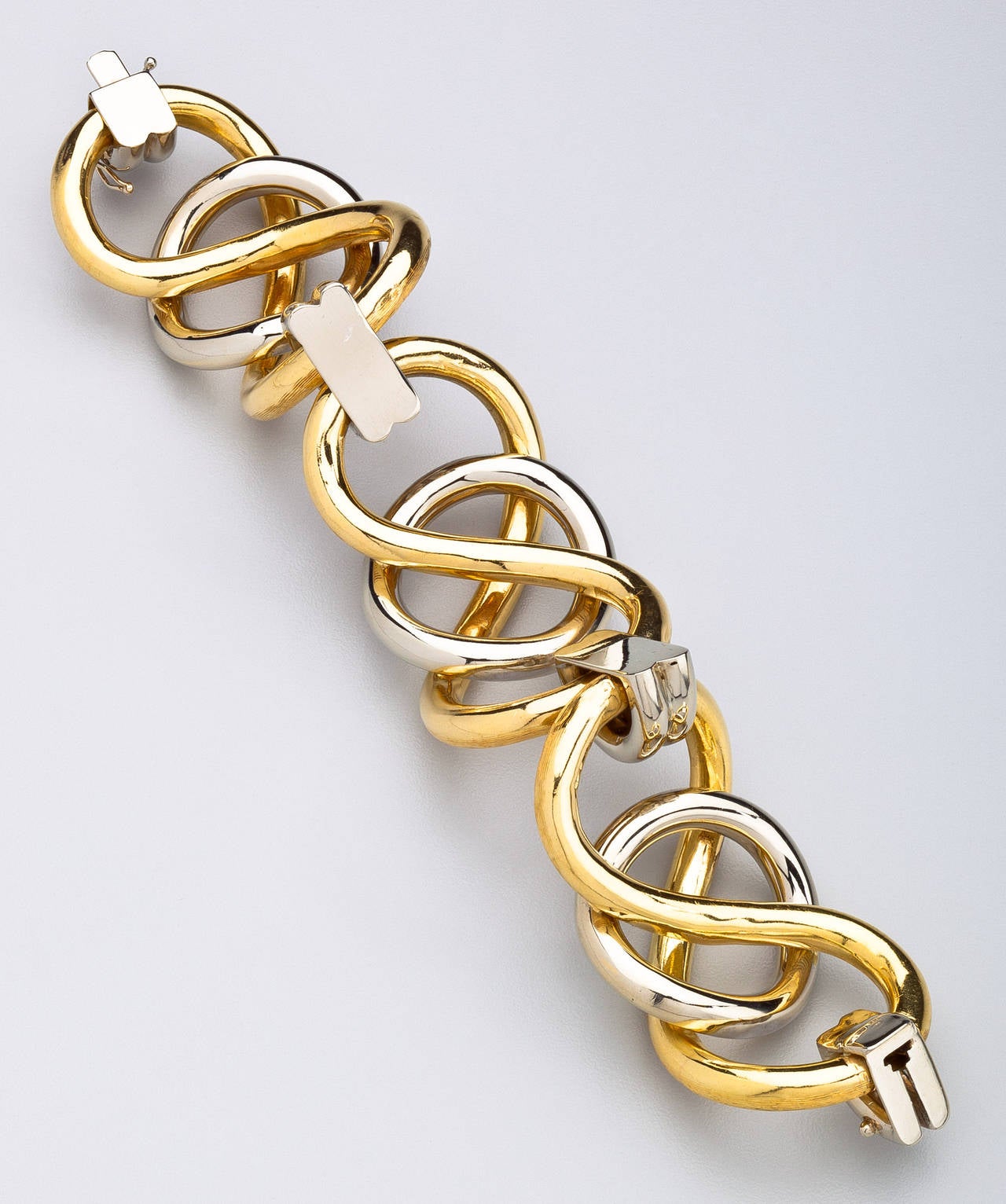 Italian Two Color Gold Link Bracelet,  c1960s