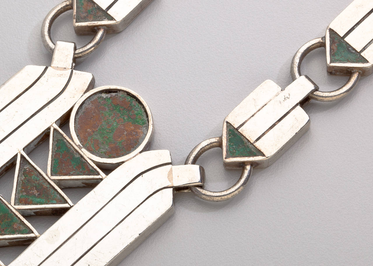Modernist William Spratling Sterling Silver Arrow Necklace c. 1950's For Sale