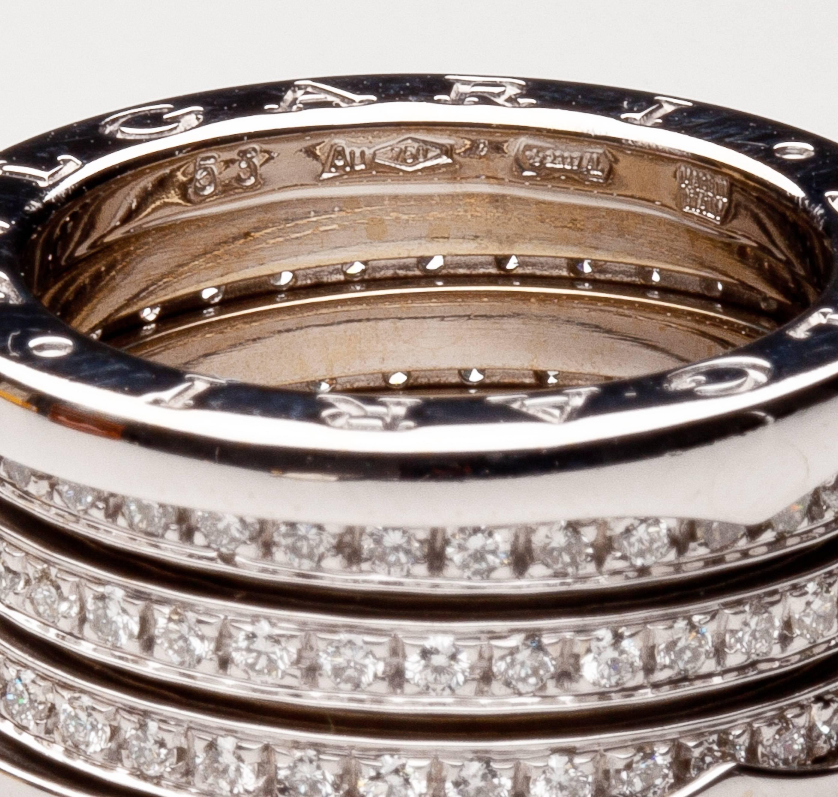 Bulgari B.Zero1 Diamond Gold Ring In Excellent Condition For Sale In New York, NY