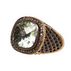 Signet Black Ruthenium Ring with Gemstone